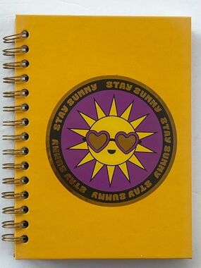 Yellow Spiral Journal/ Notebook with Sunny Heart-Sunglasses Graphic 150 pages
